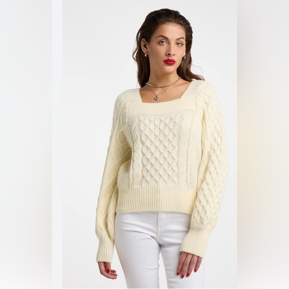 MISS SELFRIDGE CROPPED SQUARE NECK CABLE KNIT SWEATER!! - Picture 2 of 14